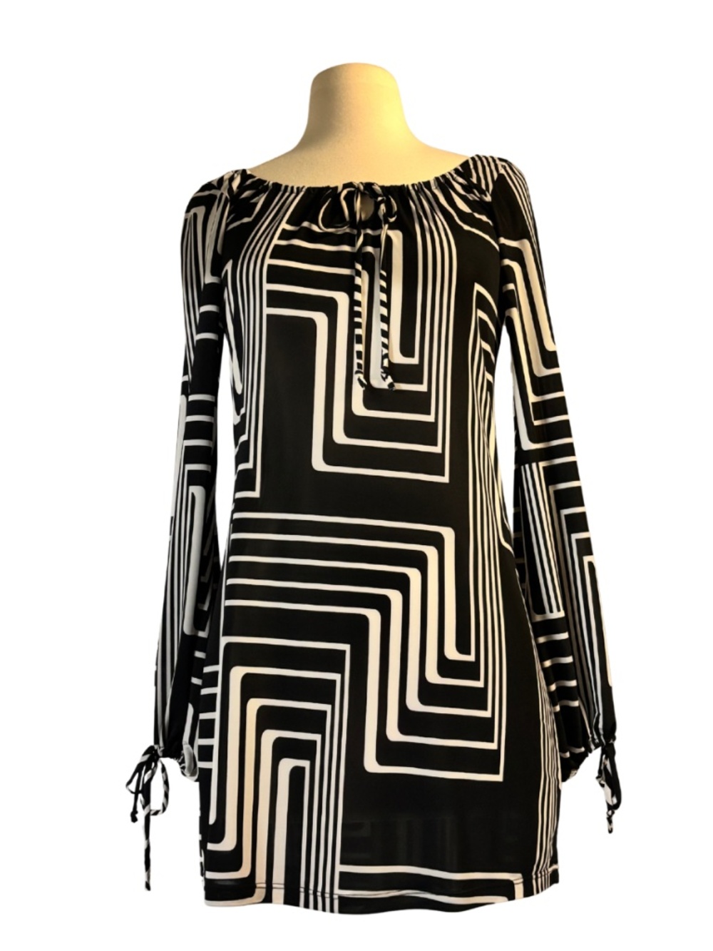 Keren Hart Black and White Geometric Mini Dress